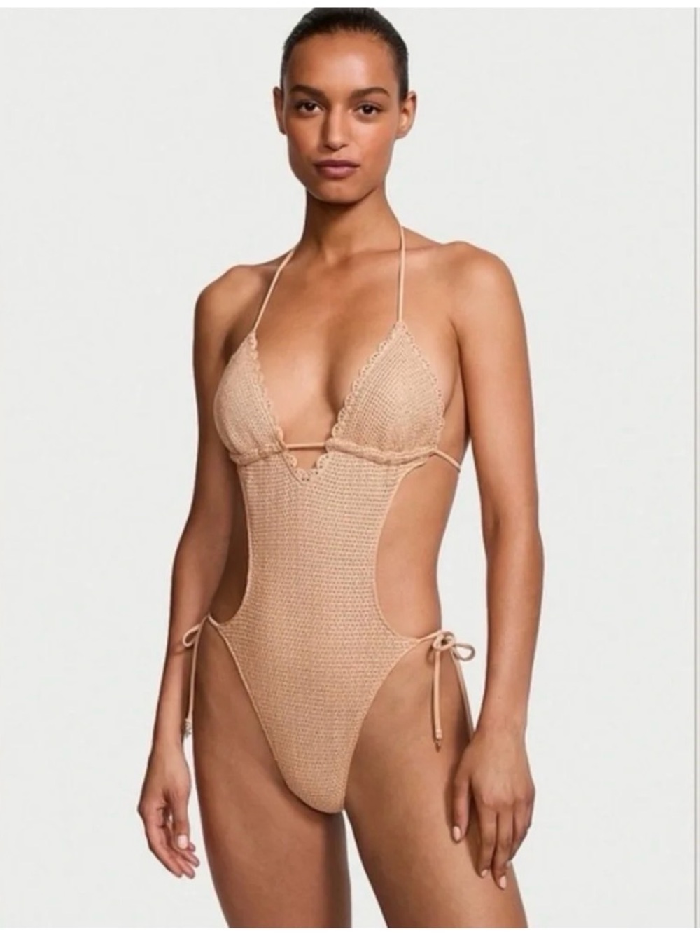 Victoria's Secret Crochet Cutout One-Piece Monokini Swimsuit NEW